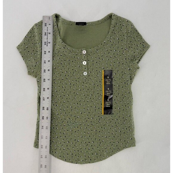 Art Class Girl's Short Sleeve Floral Green Ribbed T-Shirt Size Small 6/7 - Picture 5 of 6